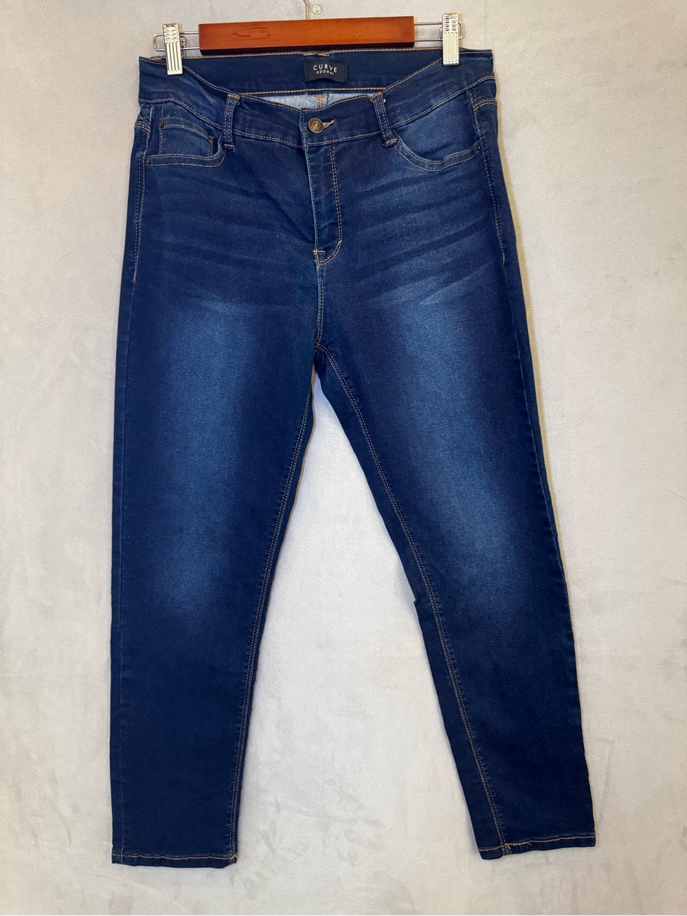 Curve Appeal Jeans 10/30 Dark Wash High Rise Y2K Slim Straight Stretch